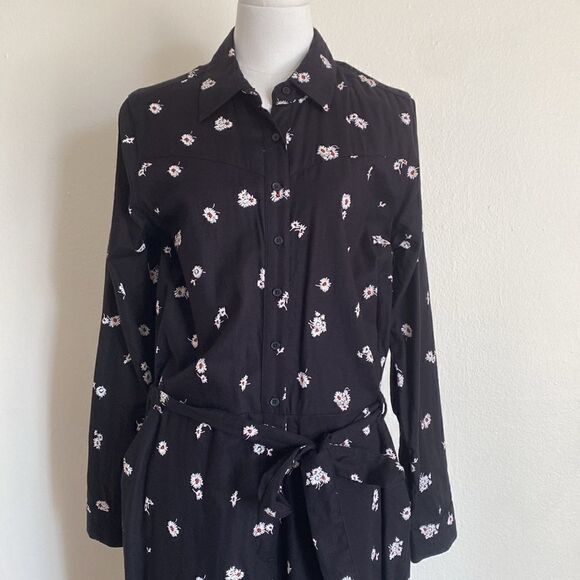 Lucky Brand Black Daisy Print Logan Jumpsuit Size Small Petite - Picture 3 of 16